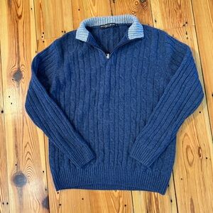 Daniele Blasi Mens Cable Knit Sweater Wool Blend 1/4 Zip Pullover Grandpacore